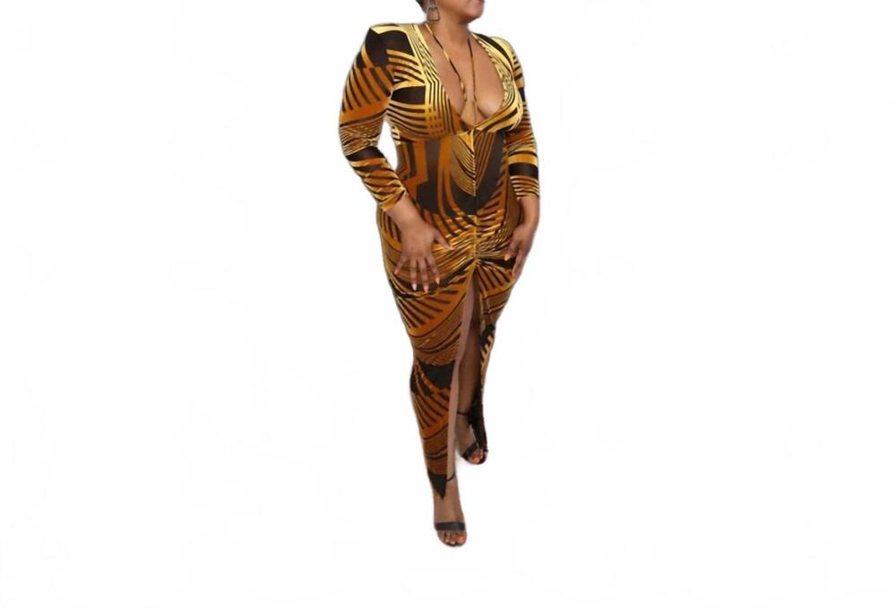 NEW HER BOTARRI burnout maxi dress in gold
